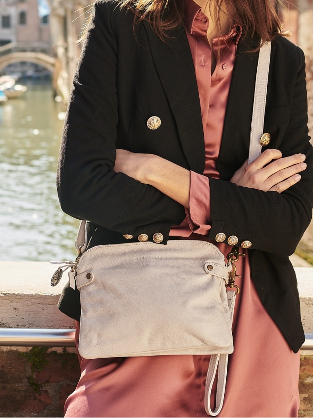 Wanderers Travel Co THE VENETIAN PASSPORT Blush Leather Crossbody Bag - Picture 13 of 13